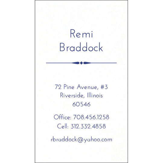 Braddock Letterpress Contact Cards